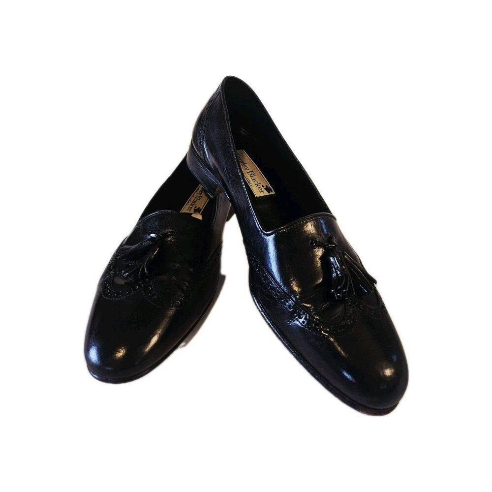 Stanley Blacker Vintage Italian Leather Tassel Loafers Size 8